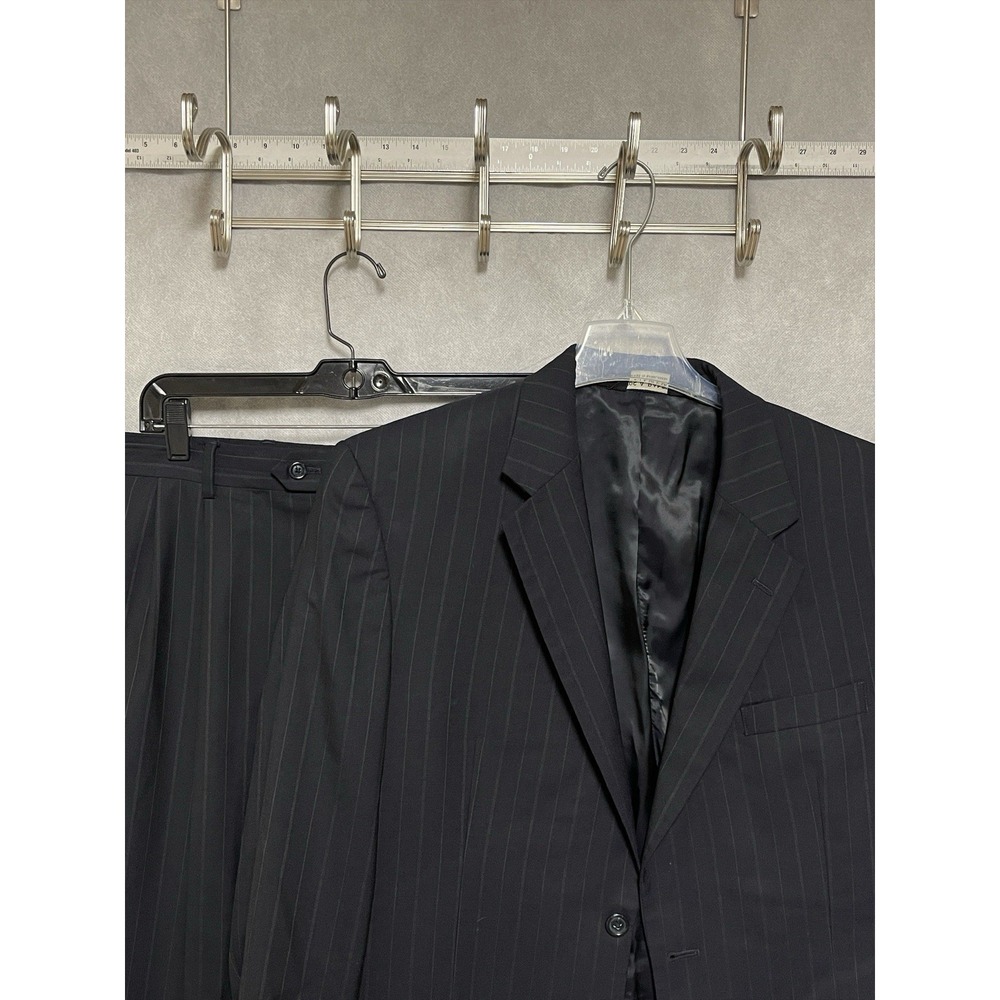 Jos A Bank Suit Men 42R Navy Blue Brown Striped Wool Academia 36X30 Pants Luxury